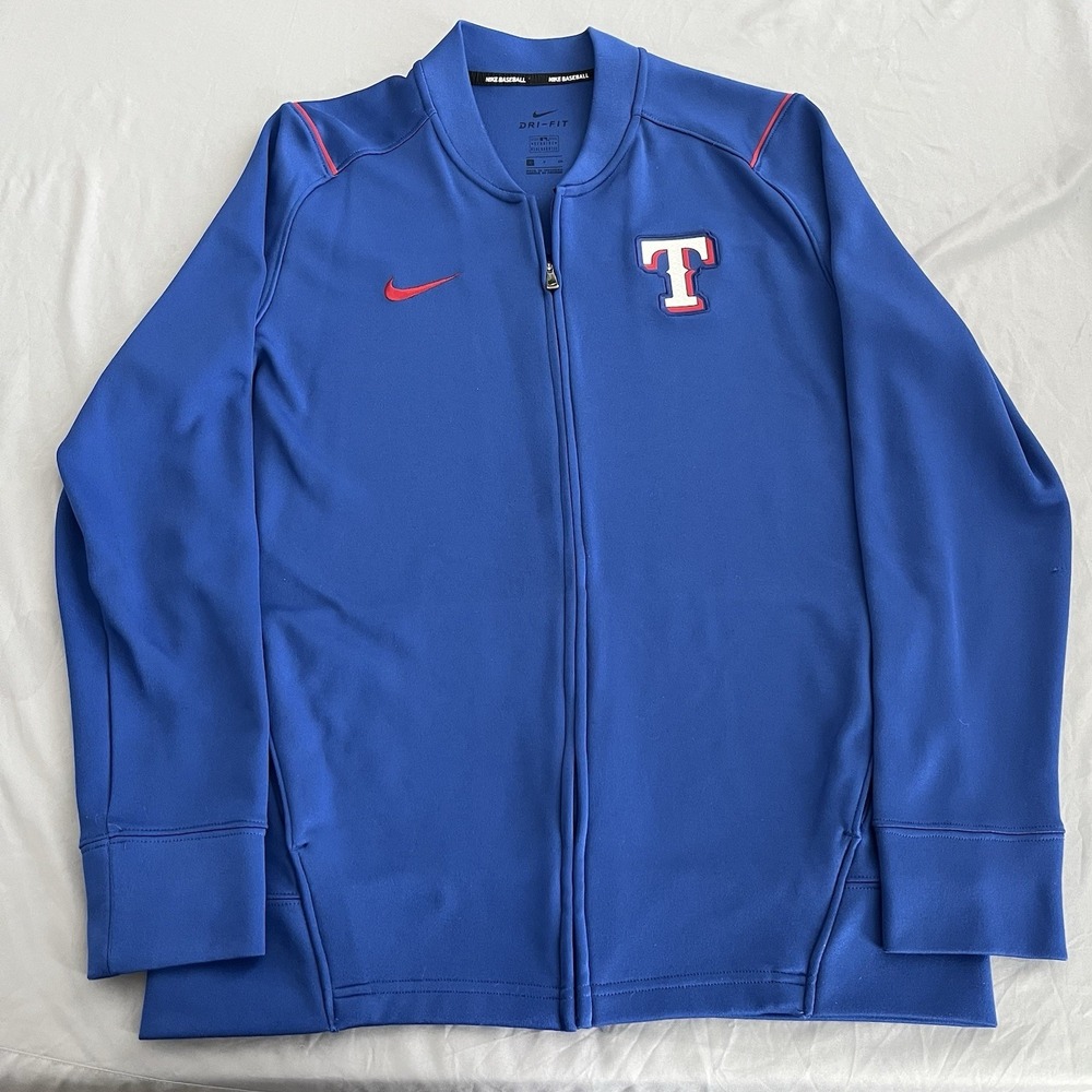 Nike Texas Rangers Track Jacket Mens Small MLB Blue Full Zip Dri-Fit